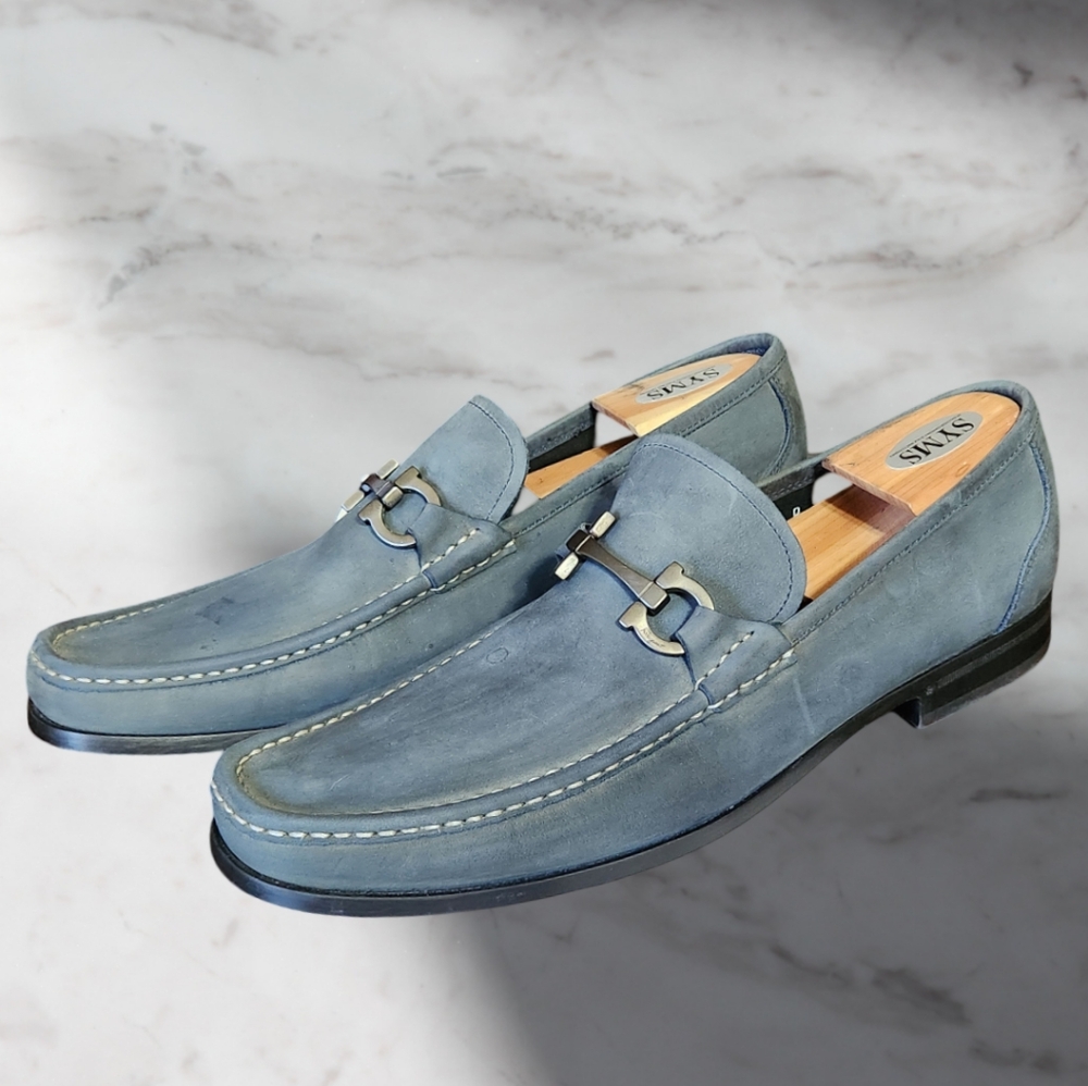 COPY - Salvatore Ferragamo Men's Grandioso  Blue marine Gancini Loafers Size 12